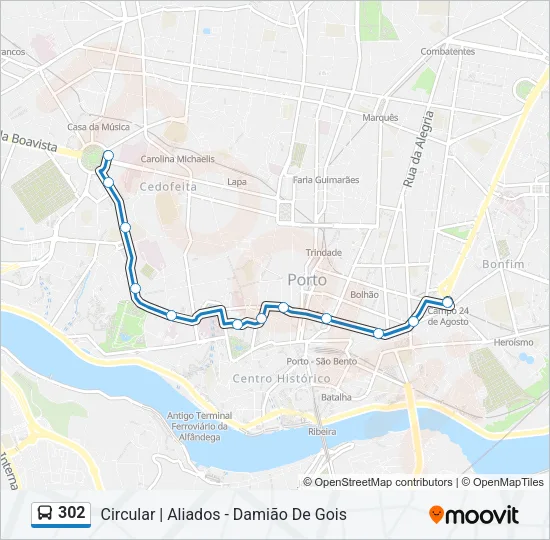 302 Bus Line Map
