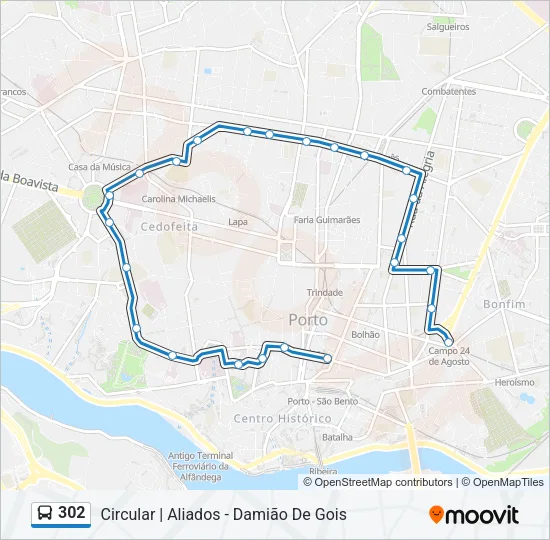 302 Bus Line Map
