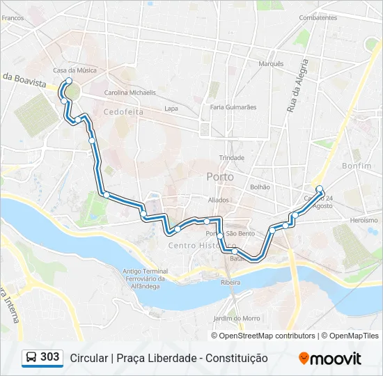 303 Bus Line Map
