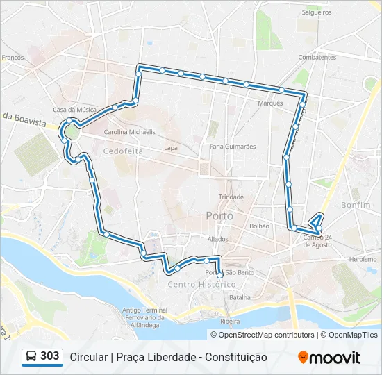 303 Bus Line Map