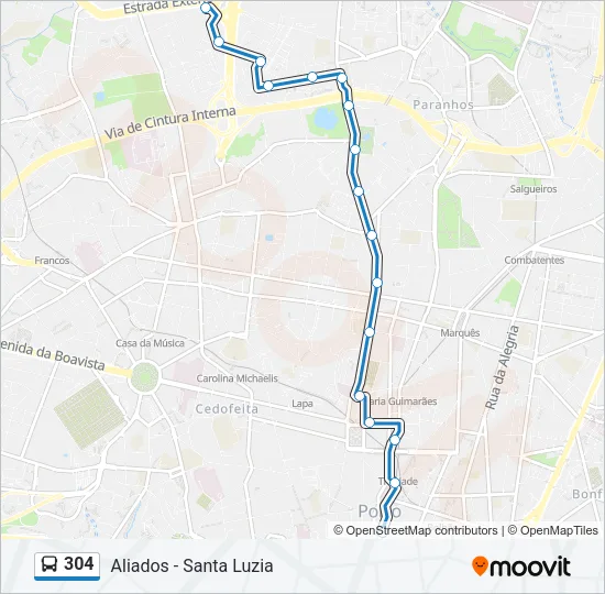 304 Bus Line Map