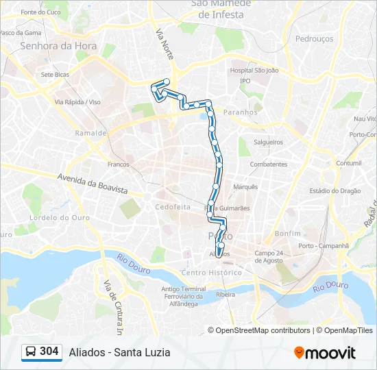 304 Bus Line Map