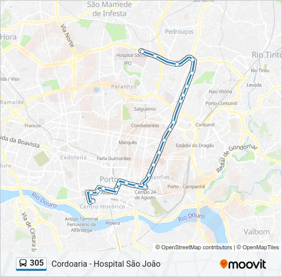 305 Bus Line Map