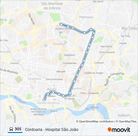 305 bus Line Map