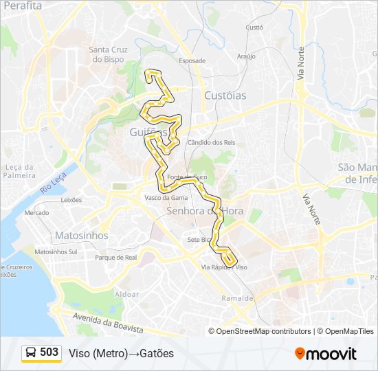 Mapa da linha do autocarro 503.