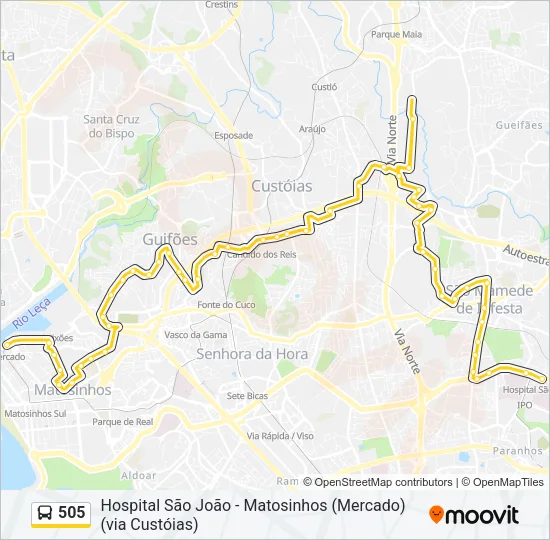505 Bus Line Map