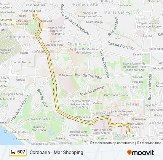 Mapa da linha do Bus 507.