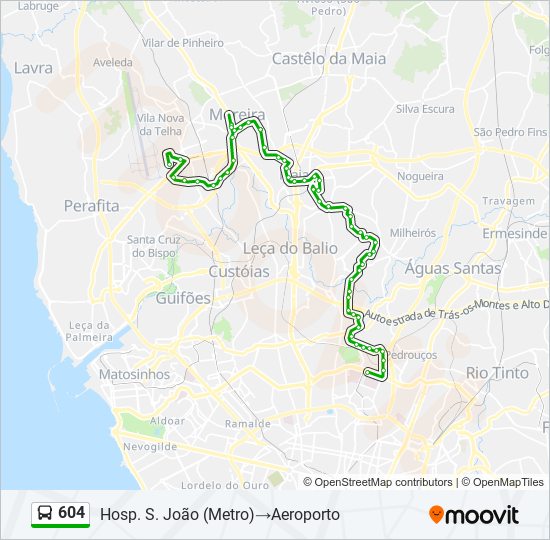 Mapa da linha do Bus 604.