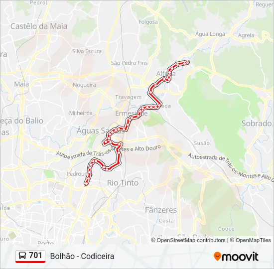 701 Bus Line Map