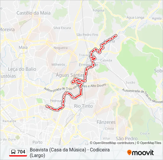 704 Bus Line Map