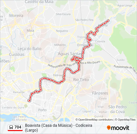 704 Bus Line Map