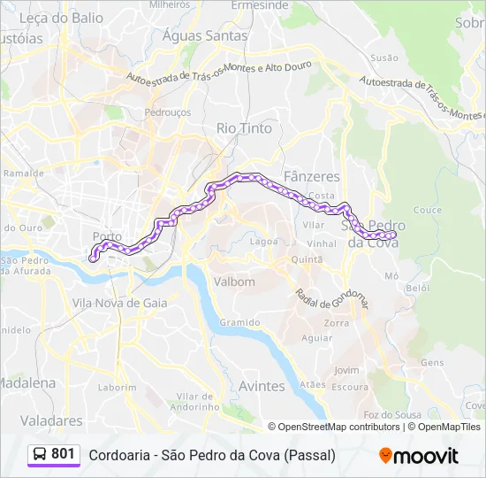 801 Bus Line Map