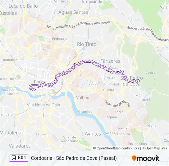 801 Bus Line Map
