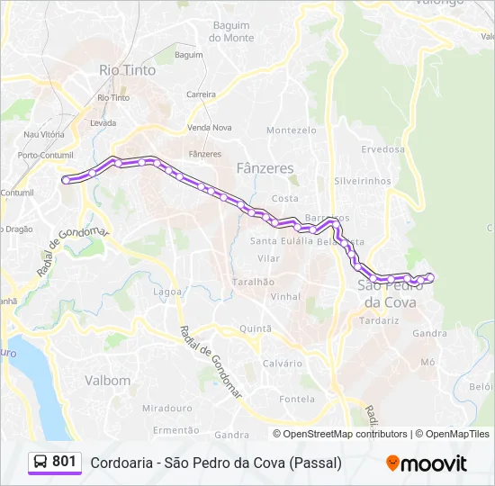 801 Bus Line Map