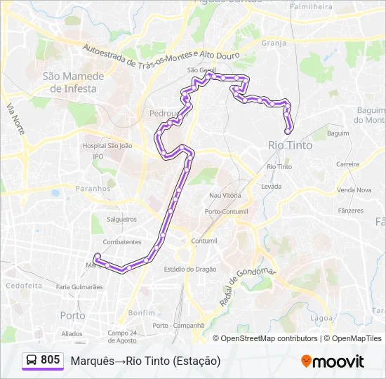 805 Bus Line Map