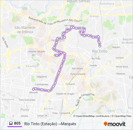 805 Bus Line Map