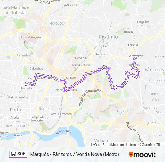 806 Bus Line Map