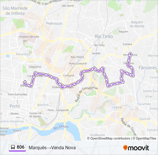 806 bus Line Map