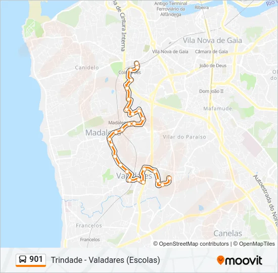 901 Bus Line Map