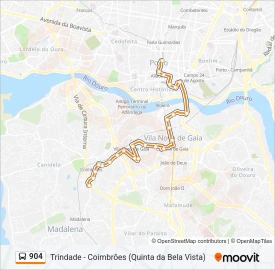 904 Bus Line Map