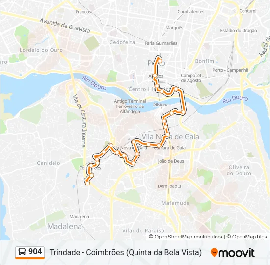 904 Bus Line Map