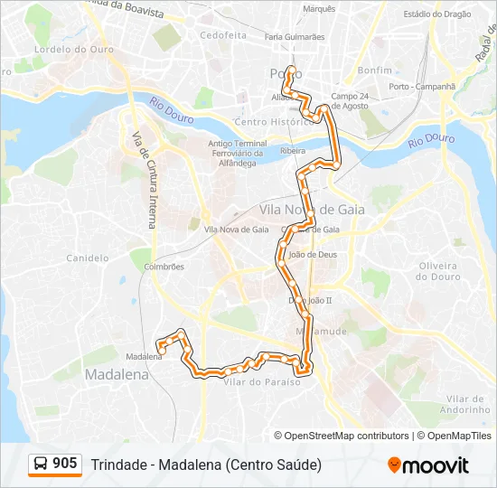 905 Bus Line Map