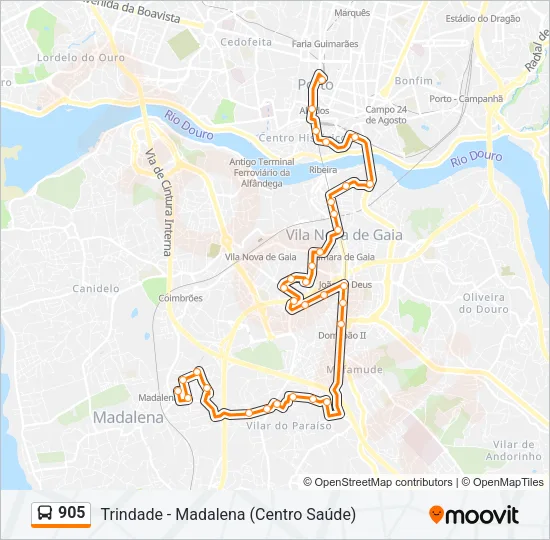 905 Bus Line Map