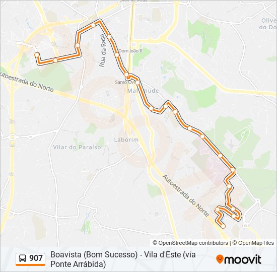 907 bus Line Map