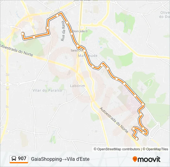 907 Bus Line Map