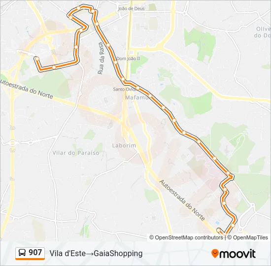 907 Bus Line Map