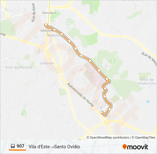 907 Bus Line Map