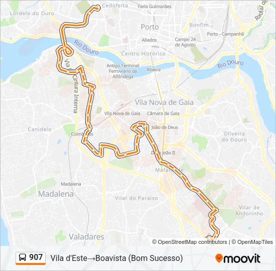 907 Bus Line Map