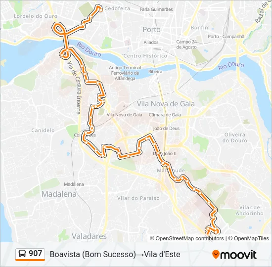 907 Bus Line Map