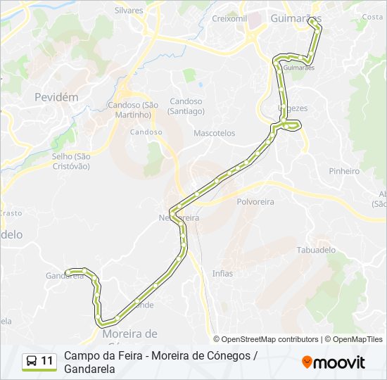 Mapa da linha do autocarro 11.