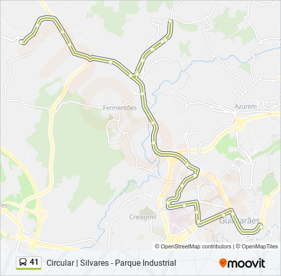 Mapa da linha do autocarro 41.