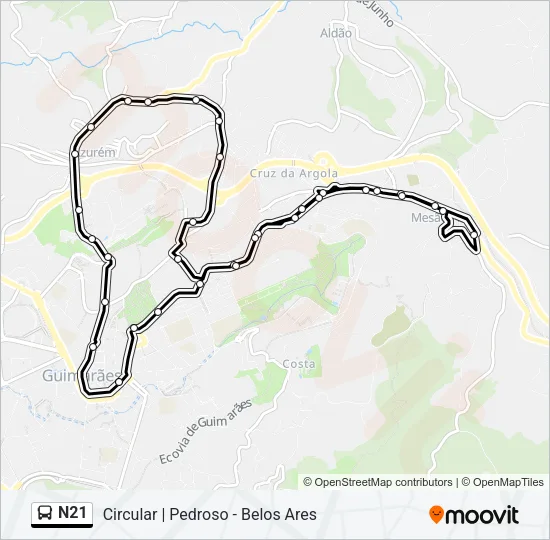 N21 Bus Line Map