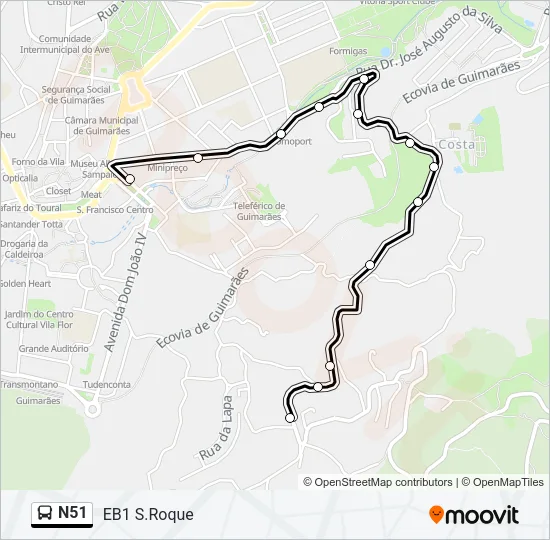 N51 Bus Line Map