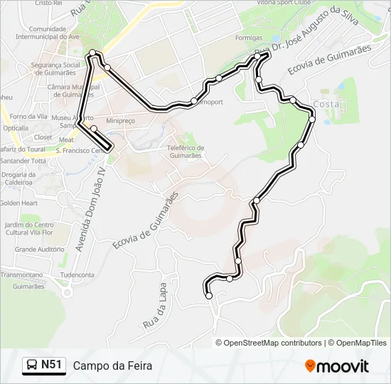 N51 Bus Line Map