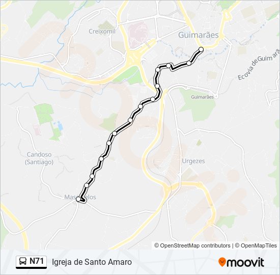 N71 bus Line Map