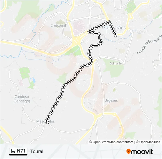 N71 Bus Line Map