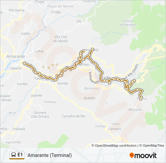 E1 Bus Line Map