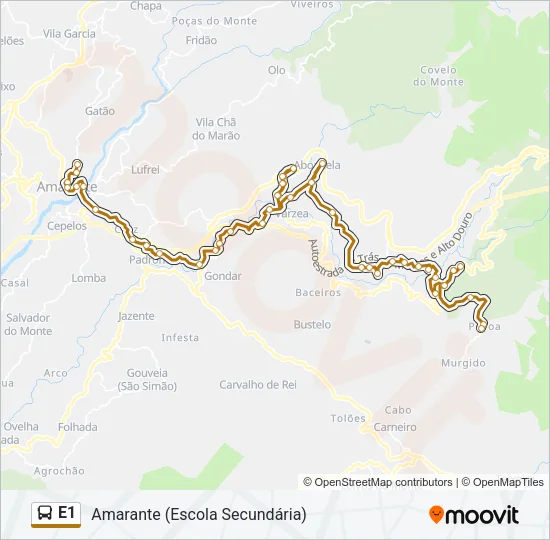 E1 Bus Line Map