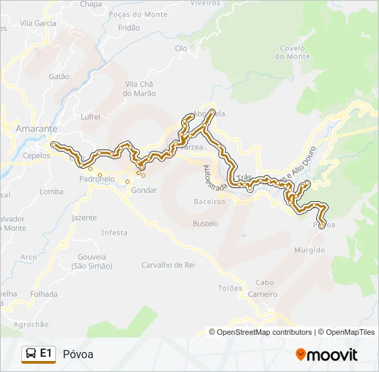 E1 Bus Line Map