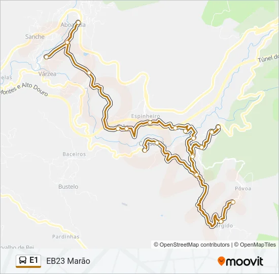 E1 Bus Line Map