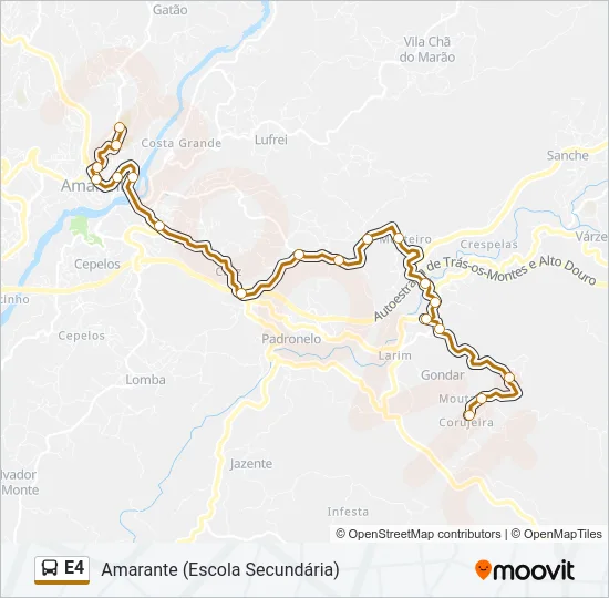 E4 Bus Line Map