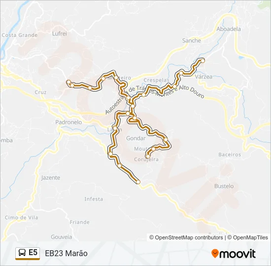 E5 Bus Line Map