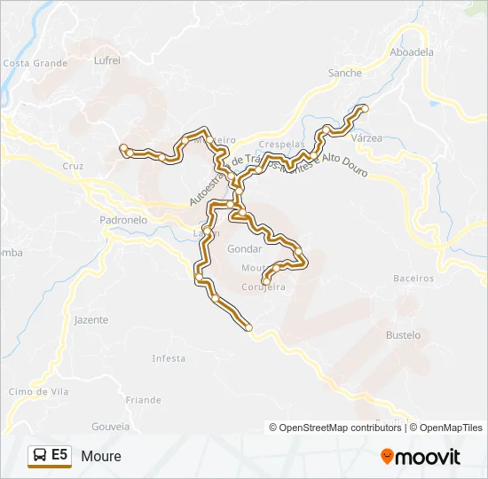E5 Bus Line Map