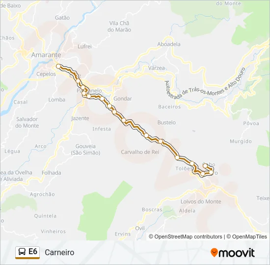 E6 Bus Line Map