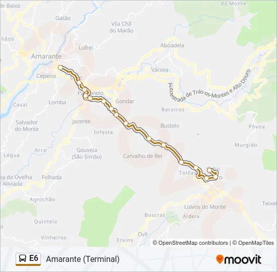 E6 Bus Line Map