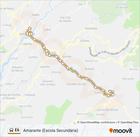 E6 Bus Line Map